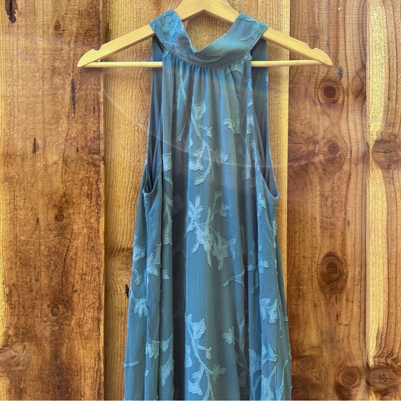Slate Blue Jacquard Embroidered Halter Maxi Dress ๐ฟ - Picture 4 of 8